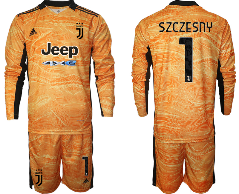 Men 2021-2022 Club Juventus orange yellow Goalkeeper Long Sleeve #1 Adidas Soccer Jersey